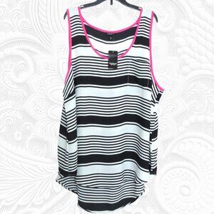 Torrid (Size 2) Plus Size Black and White Striped Sleeveless Top 2X - NWT